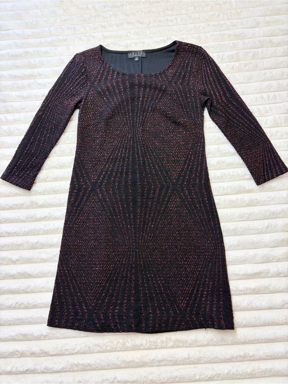 Trixxi Black Dress with Subtle Red Metallic Threading